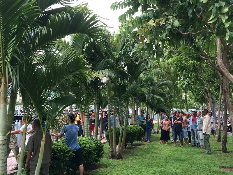 Rất đông người dân theo dõi vụ việc. 